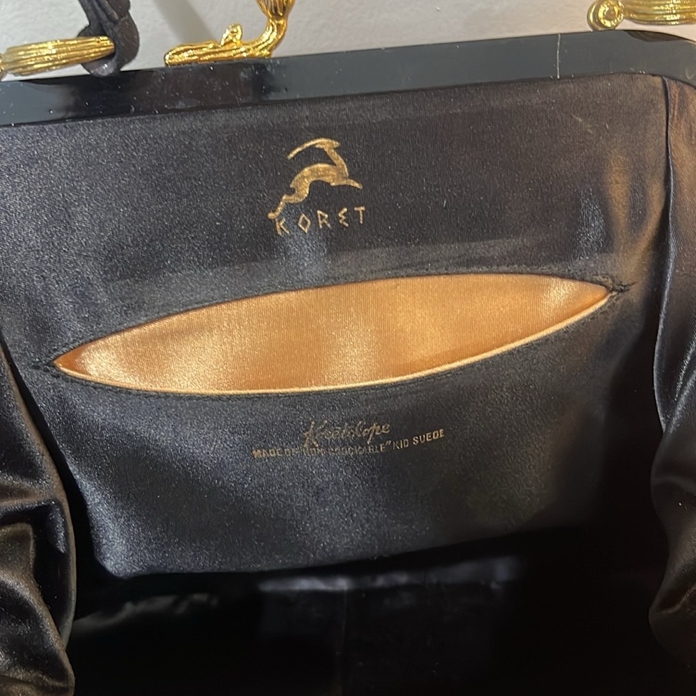 Koret Black Velvet Top-Handle Bag with Gold Hardware - Picture 2 of 5